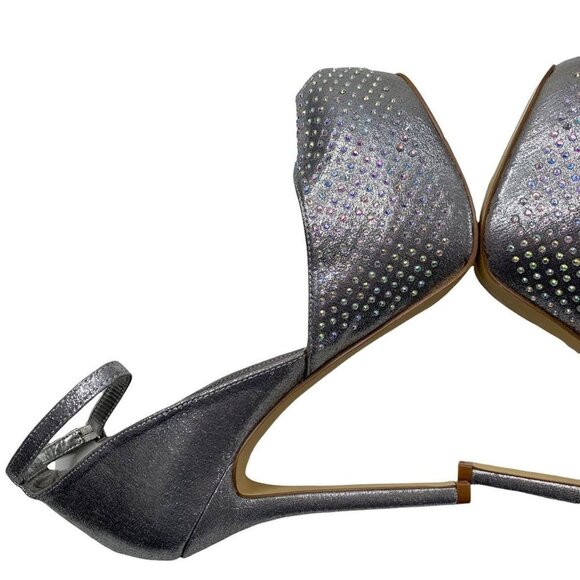 Steve Madden Naomeee Silver Jeweled Platform Stiletto Heels - Picture 8 of 10